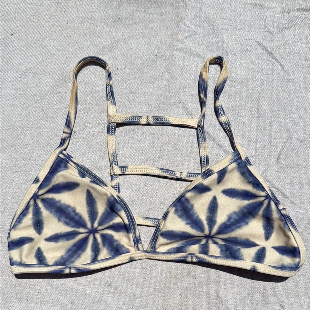 Stone Fox Swim Blue and Cream Bikini Top